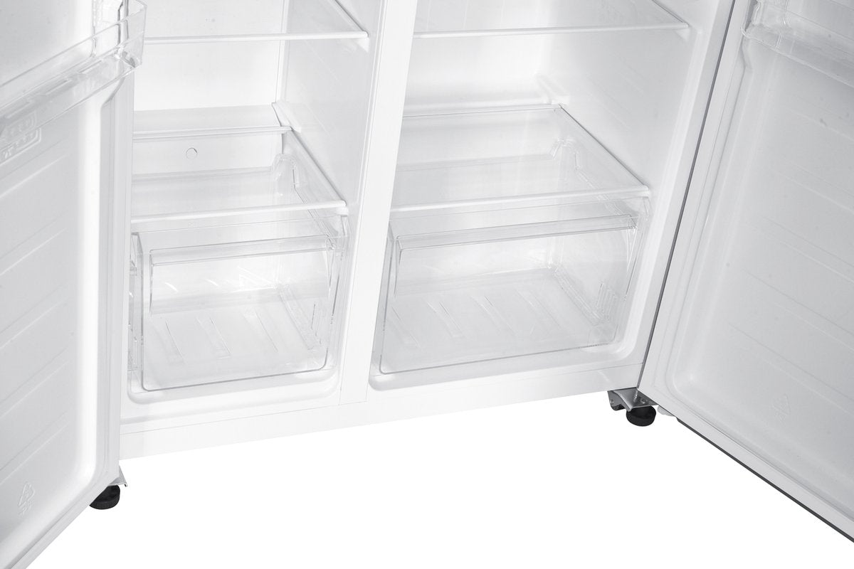 Wiggo WR-SBS18E(DX) - Amerikaanse Koelkast - No Frost - 2 deuren - Display - Super Freeze - 442 Liter - 5 jaar garantie - Zwart Roestvrijstaal