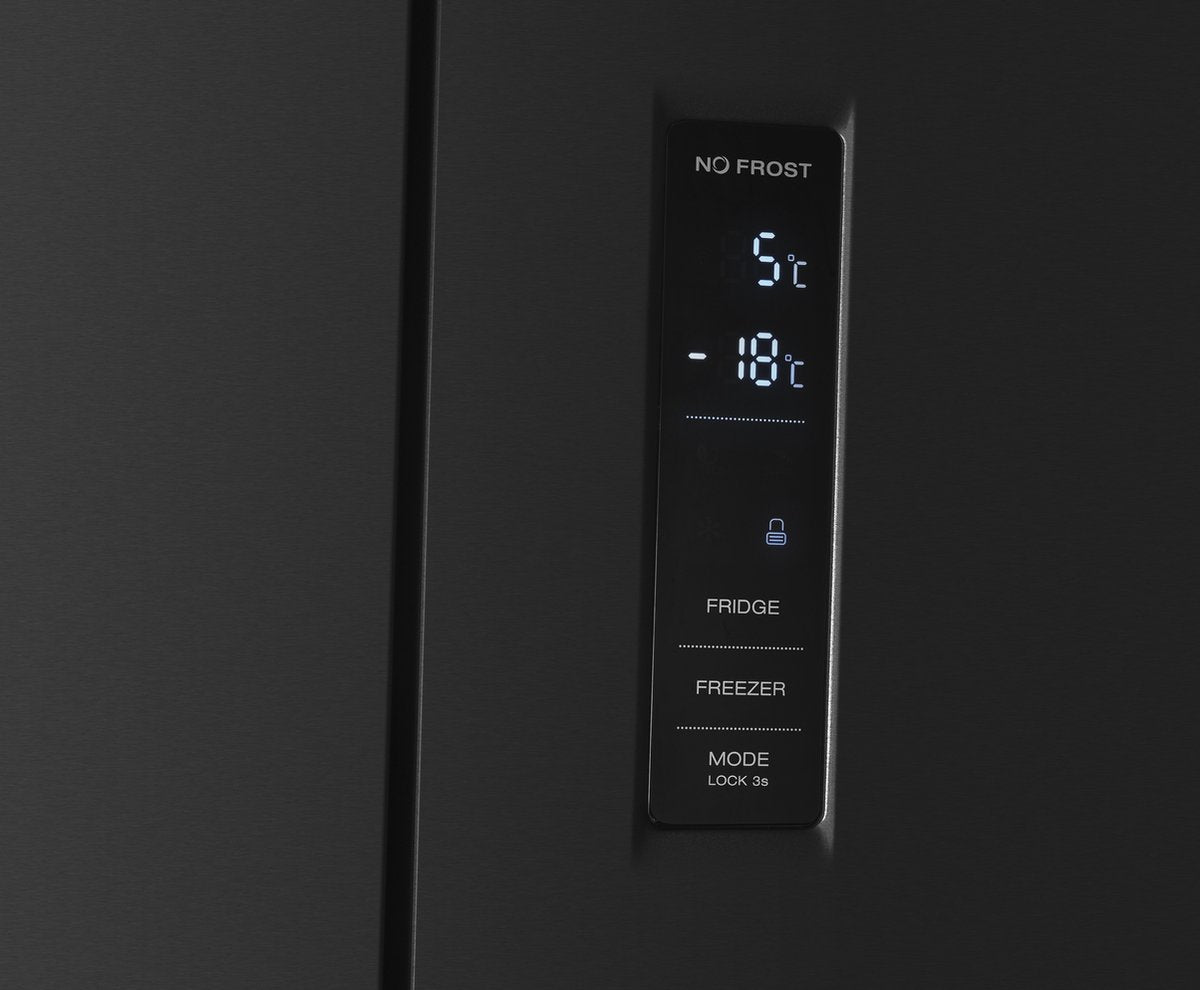 Wiggo WR-MD18(DX) - Amerikaanse Koelkast - No Frost - Water Dispenser - Met Display - Super Freeze - 419 Liter - 5 jaar garantie - Zwart