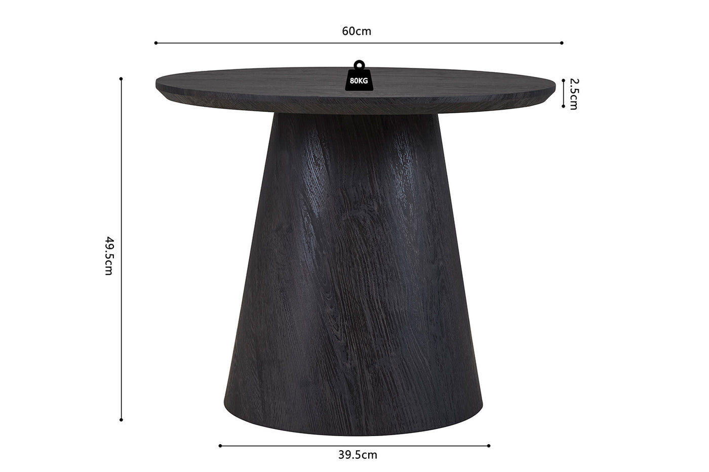 Bijzettafel 'Miklos' – Ø 60 cm – Donkerbruin Decor