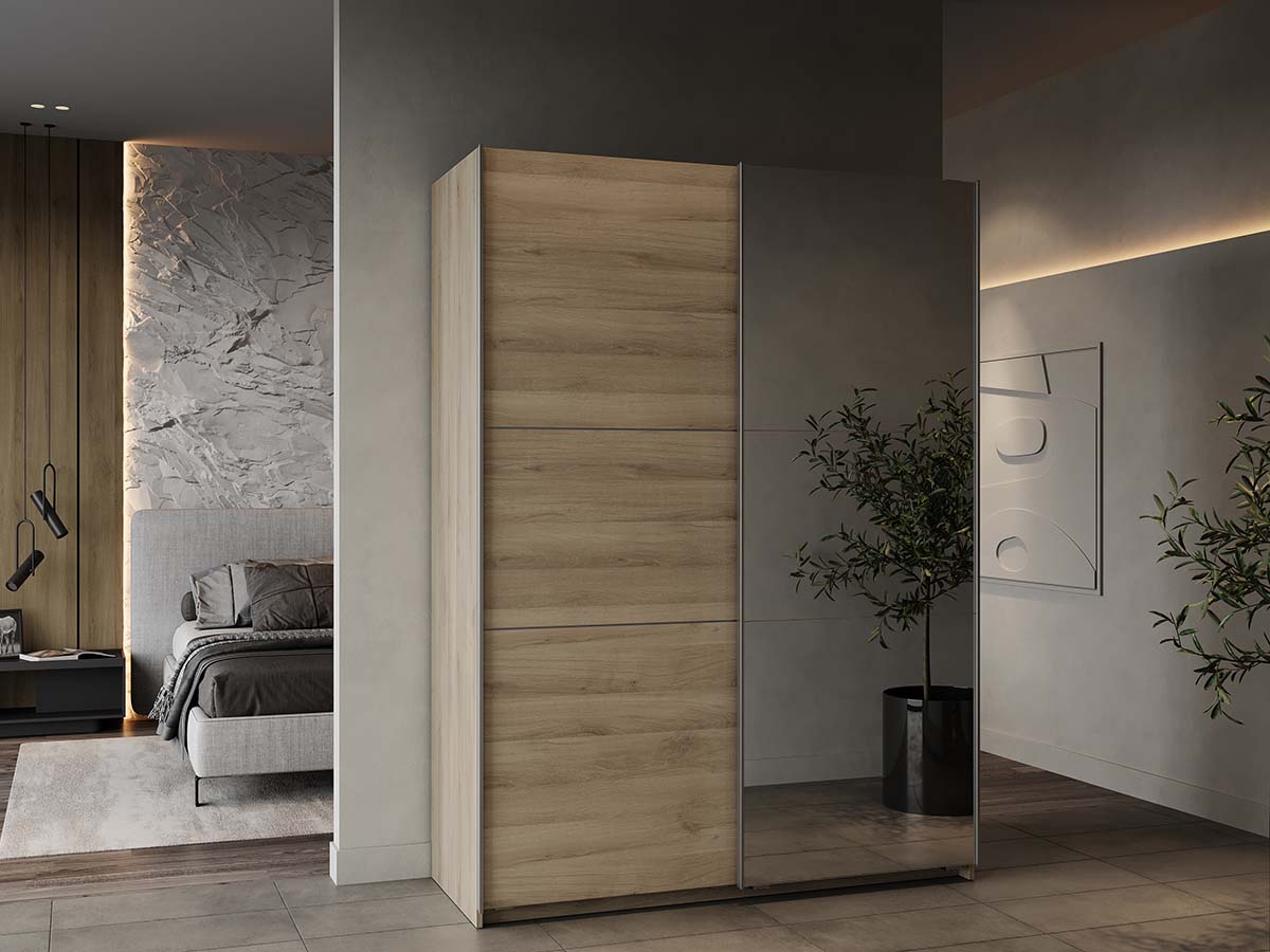 Armoire "GHOST" – Armoire à portes coulissantes avec miroir 150 cm