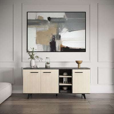 Buffetkast ‘Kent’ – 161 cm – Artisan Oak & Sidewalk – 3 Deuren + Open Nissen