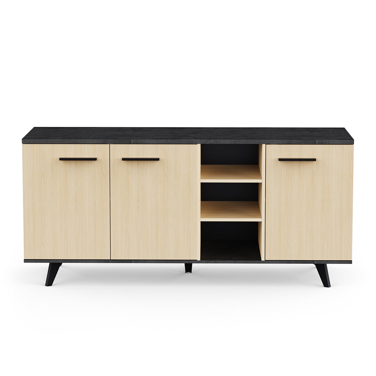 Buffetkast ‘Kent’ – 161 cm – Artisan Oak & Sidewalk – 3 Deuren + Open Nissen