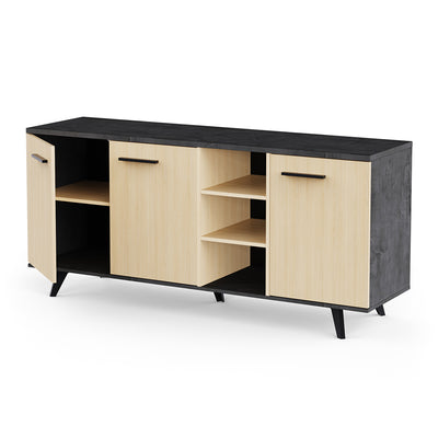 Buffetkast ‘Kent’ – 161 cm – Artisan Oak & Sidewalk – 3 Deuren + Open Nissen
