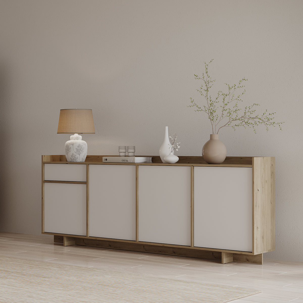 Dressoir ‘Lead I’ – 210 cm – Artisan Eik & Wit