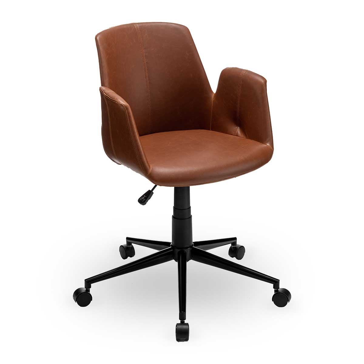 Bureaustoel ‘Playtime’ – Bruin PU Leer – Compact & Comfortabel met Draaifunctie