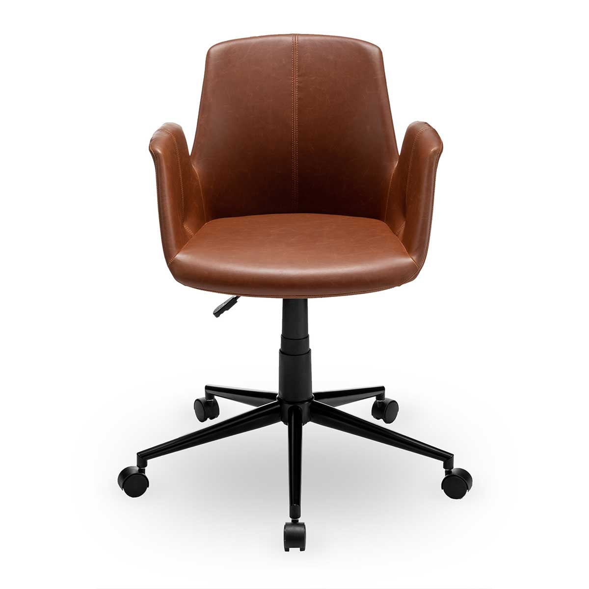 Bureaustoel ‘Playtime’ – Bruin PU Leer – Compact & Comfortabel met Draaifunctie