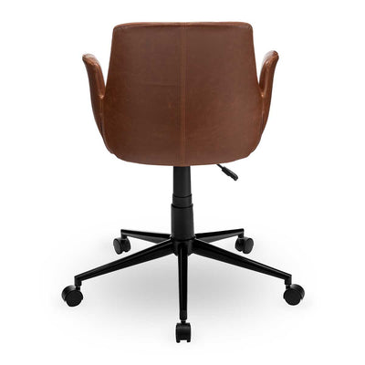 Bureaustoel ‘Playtime’ – Bruin PU Leer – Compact & Comfortabel met Draaifunctie