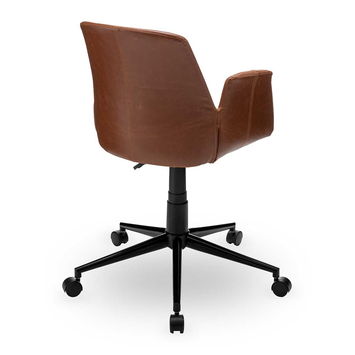 Bureaustoel ‘Playtime’ – Bruin PU Leer – Compact & Comfortabel met Draaifunctie