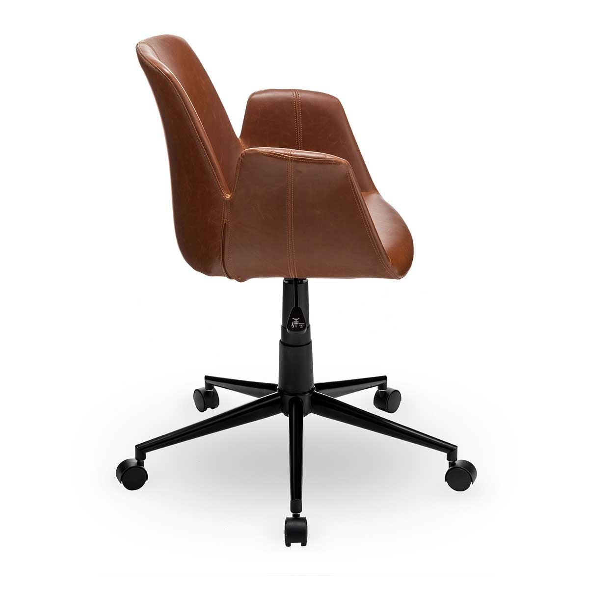 Bureaustoel ‘Playtime’ – Bruin PU Leer – Compact & Comfortabel met Draaifunctie