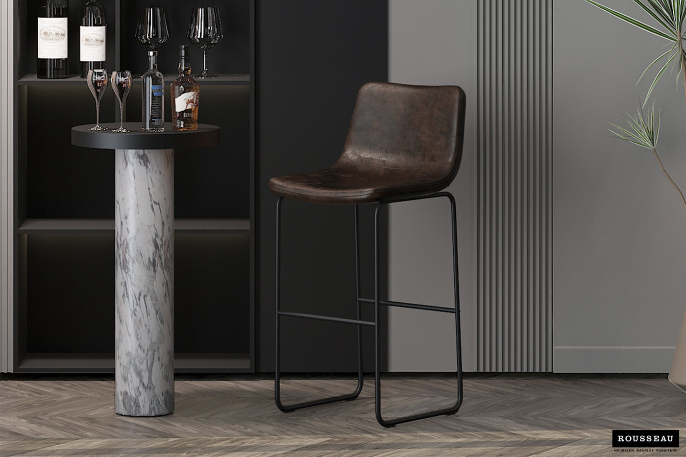 Barstoel Mancia – PU Vintage Brun Foncé