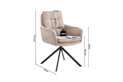 Draaistoel Luna – Corduroy Zand (Fabb Hyper 38) – Draaibaar met Return-to-Zero