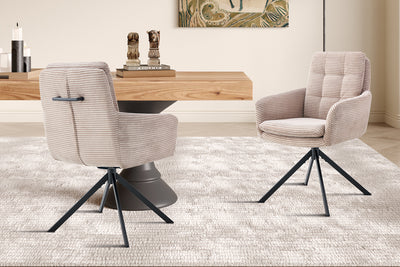 Draaistoel Luna – Corduroy Zand (Fabb Hyper 38) – Draaibaar met Return-to-Zero