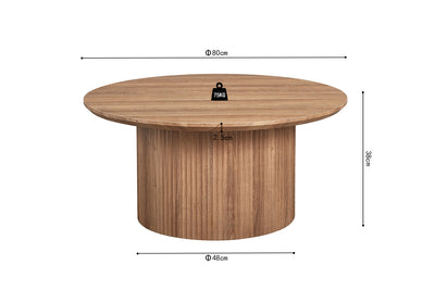 Salontafel 'Lagos' – 80 cm – Rond – Oude Eik