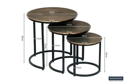 Salontafel 'Alicia' – Set van 3 – Zon Goud