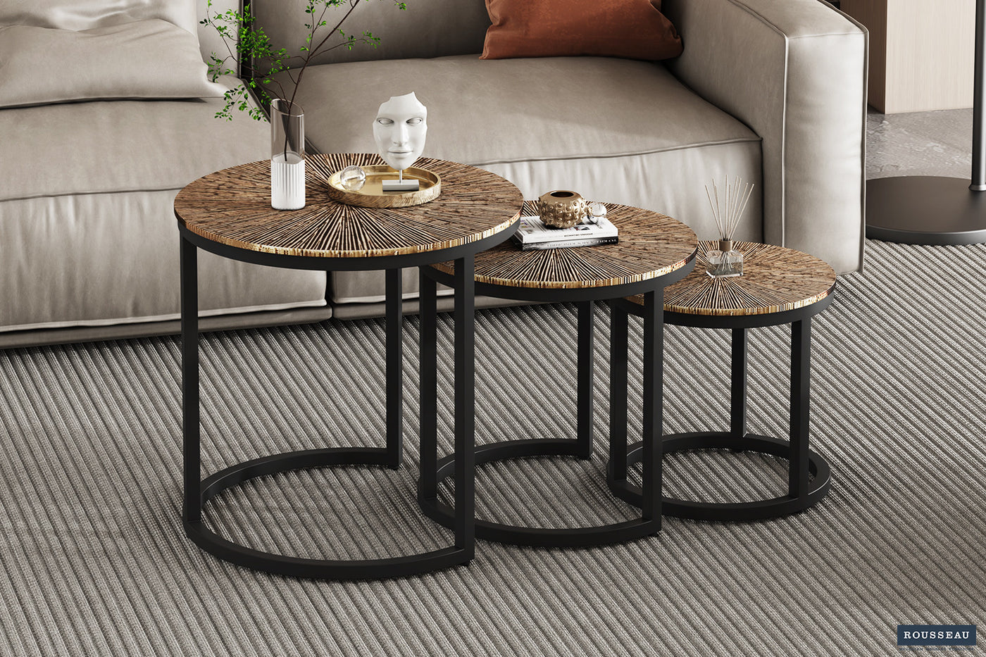 Salontafel 'Alicia' – Set van 3 – Zon Goud