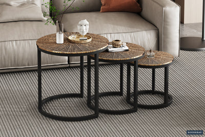 Salontafel 'Alicia' – Set van 3 – Zon Goud