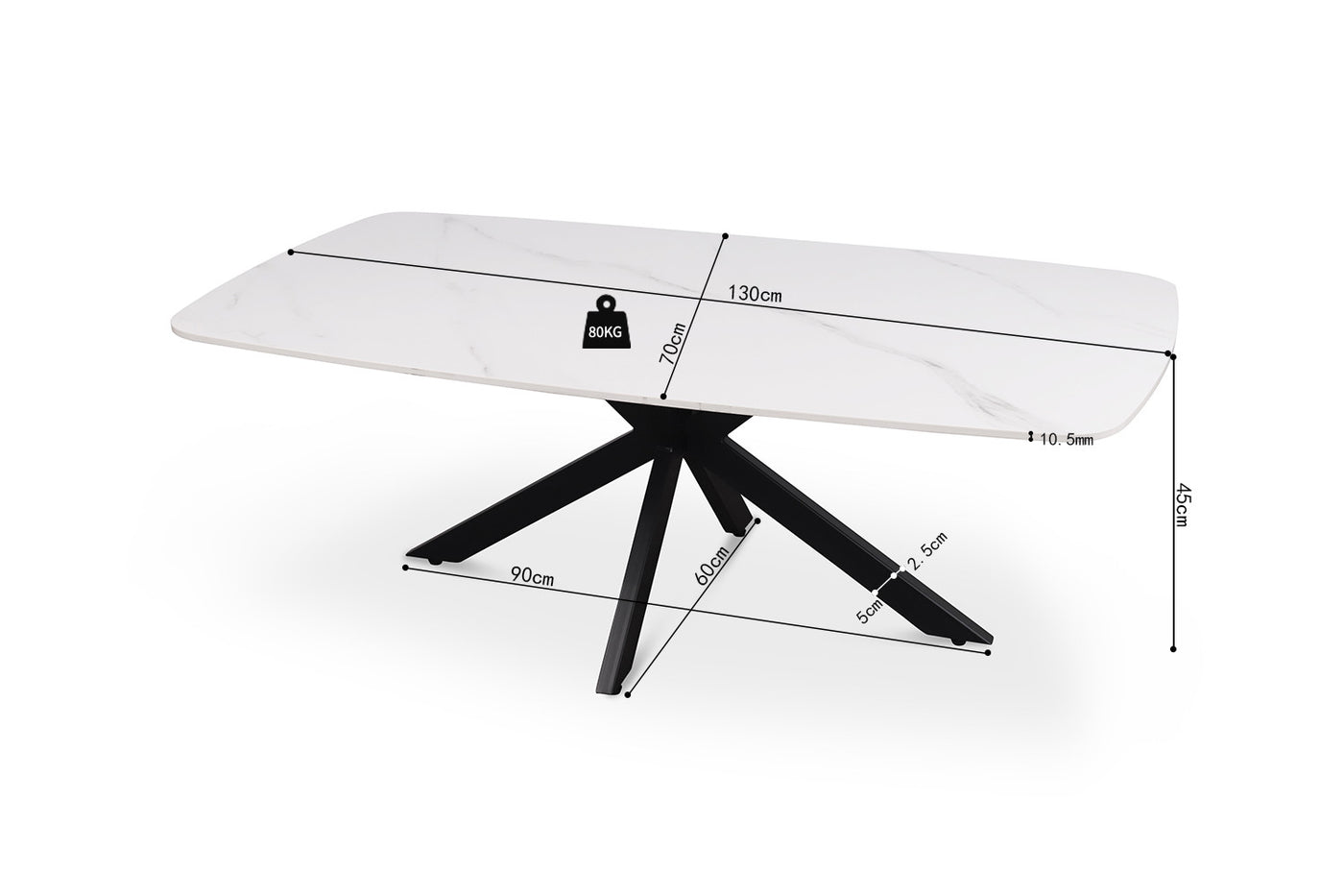Salontafel 'Apollo' 130 cm – Deens Ovaal Steen Wit