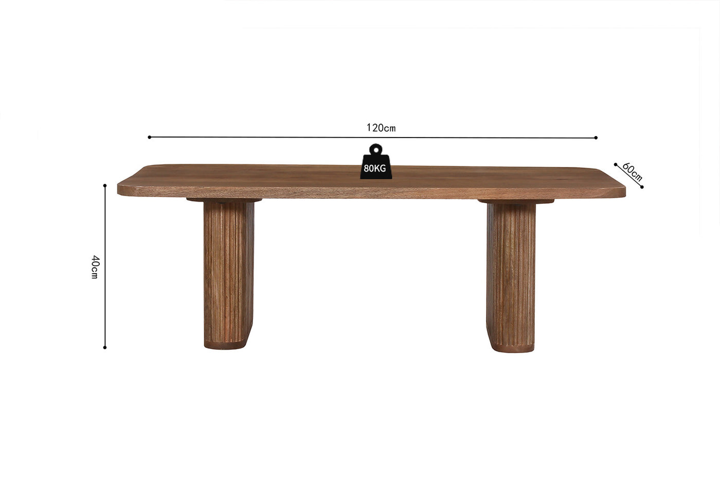 Salontafel 'Jean' – 120 cm – Massief Mango Hout Lichtbruin