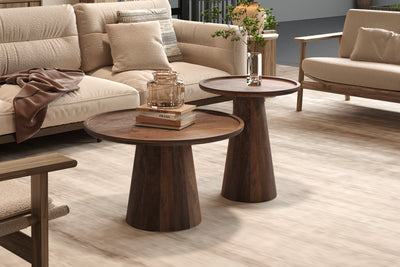 Salontafel 'Jules' 45x50 cm Rond Mango hout Lichtbruin