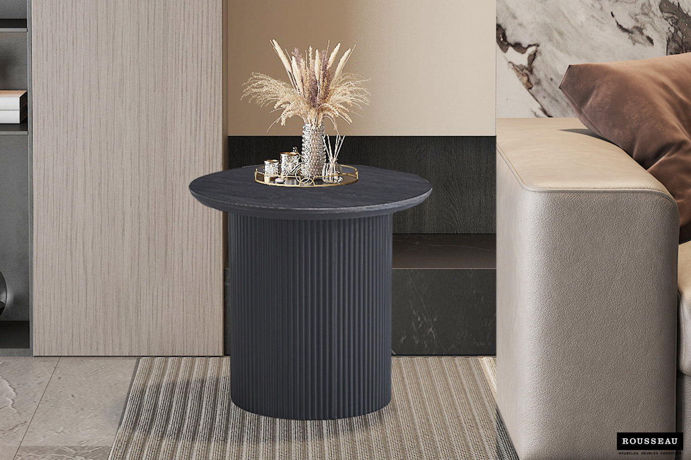 Table basse 'Lagos' – 50 cm – Ronde – Marron foncé
