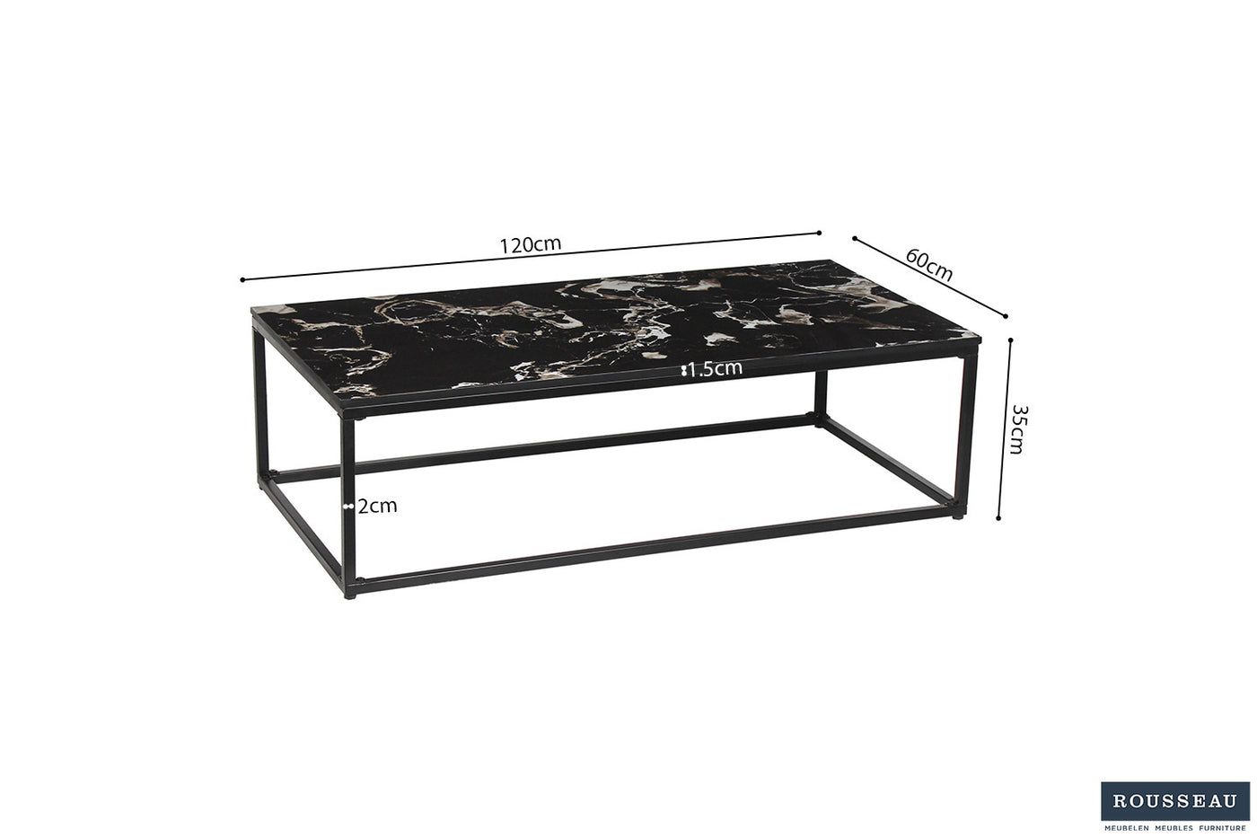 Salontafel 'Livorno' – Composiet Marmer Zwart – 120 x 60 cm