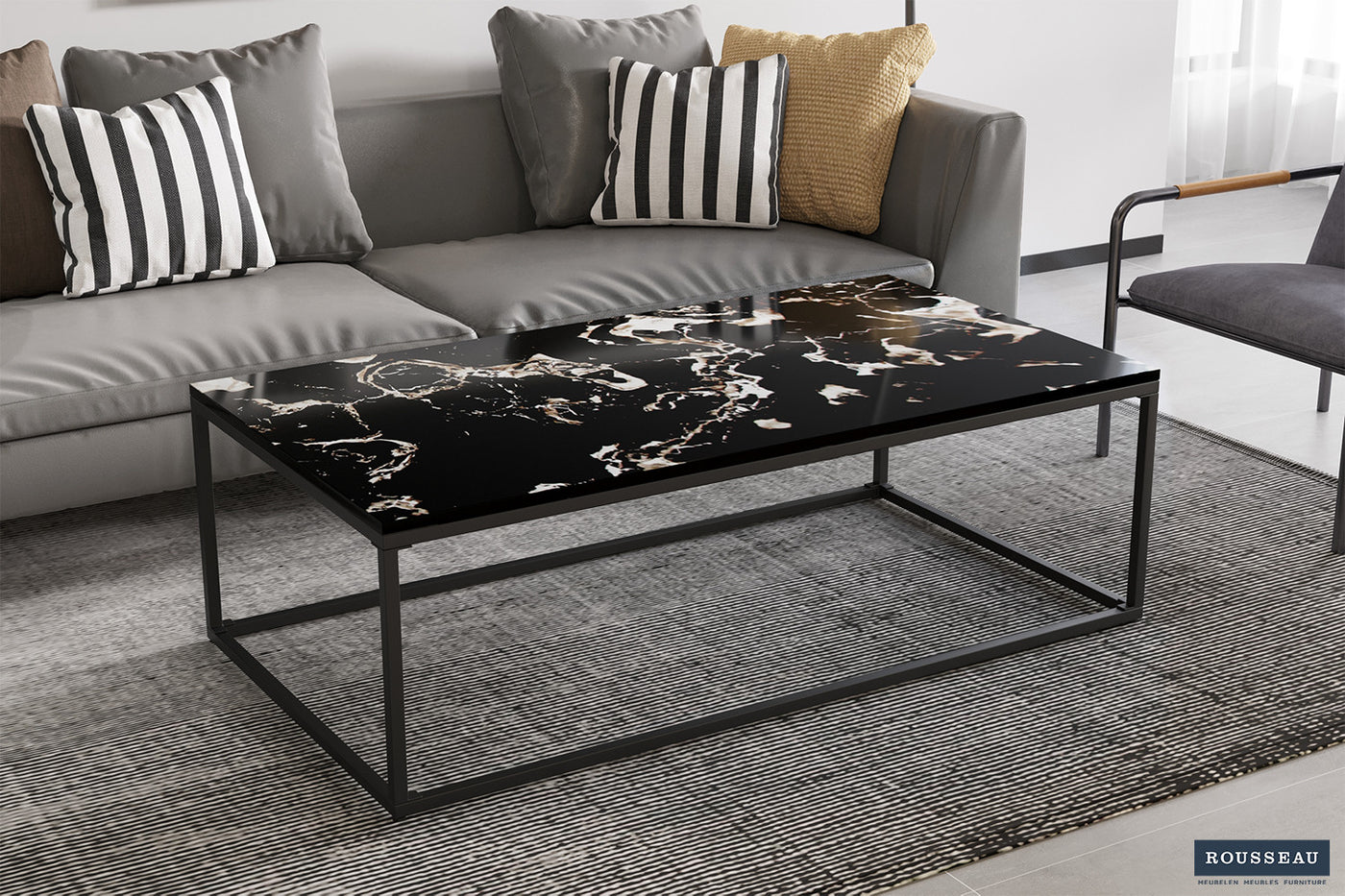 Salontafel 'Livorno' – Composiet Marmer Zwart – 120 x 60 cm