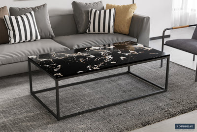 Salontafel 'Livorno' – Composiet Marmer Zwart – 120 x 60 cm