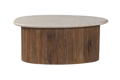 Salontafel 'Louis' – 90 x 55 cm – Mango Hout & Travertin Beige