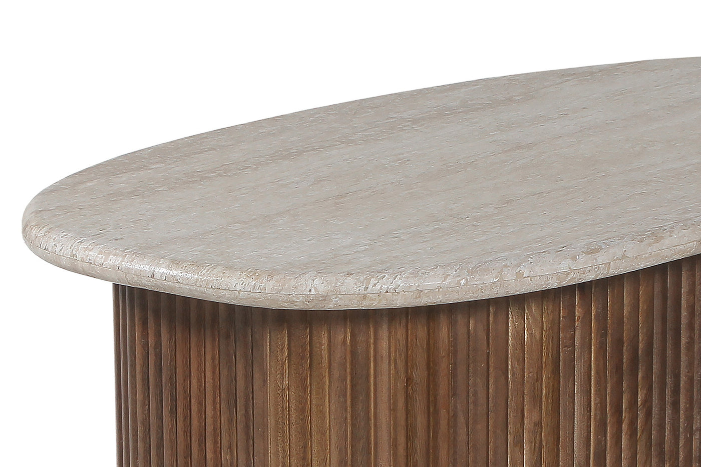 Salontafel 'Louis' – 90 x 55 cm – Mango Hout & Travertin Beige