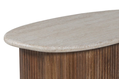 Salontafel 'Louis' – 90 x 55 cm – Mango Hout & Travertin Beige