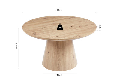 Table basse 'Lukas' – Ø 80 cm – Chêne ancien
