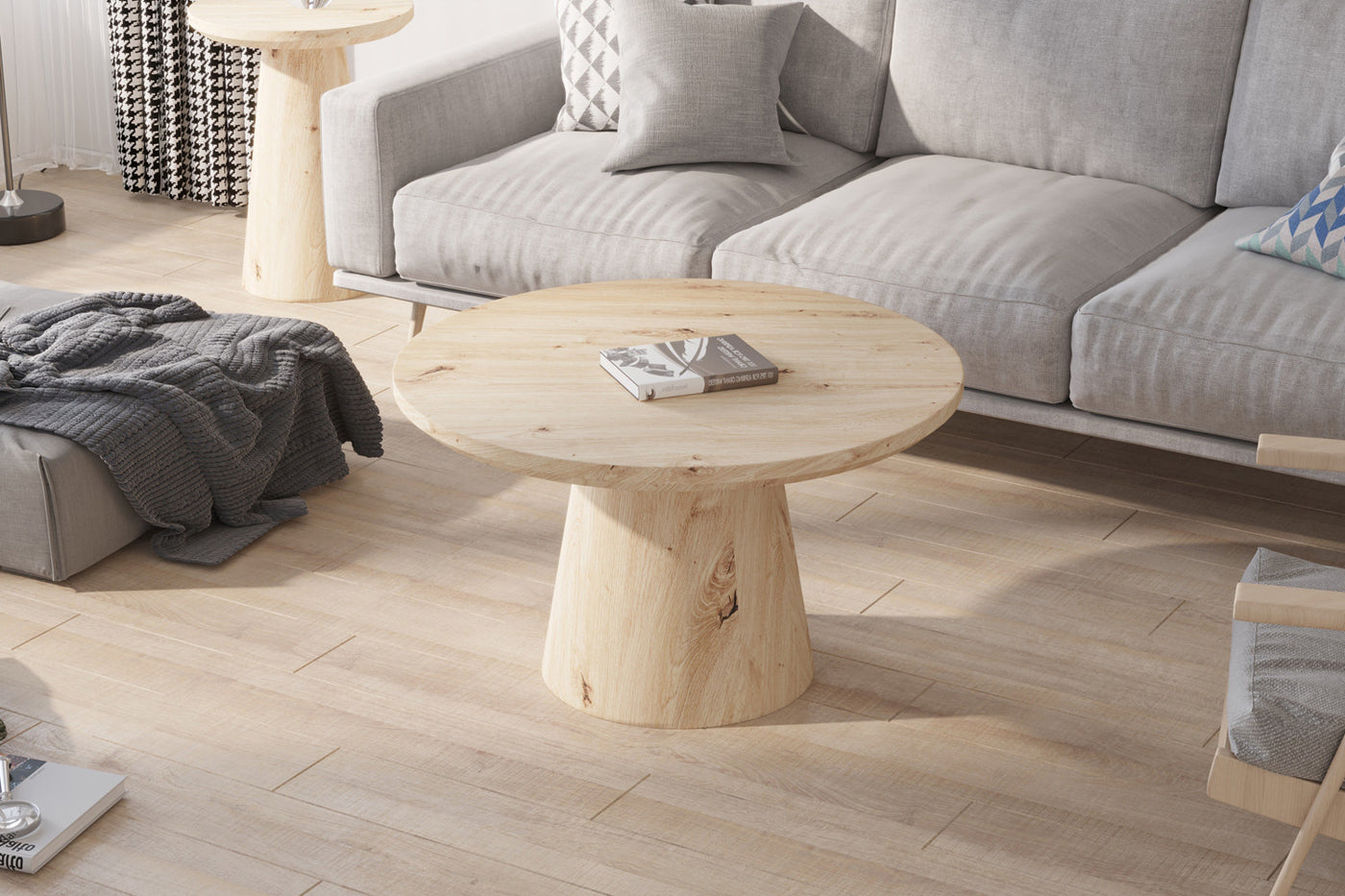 Table basse 'Lukas' – Ø 80 cm – Chêne ancien