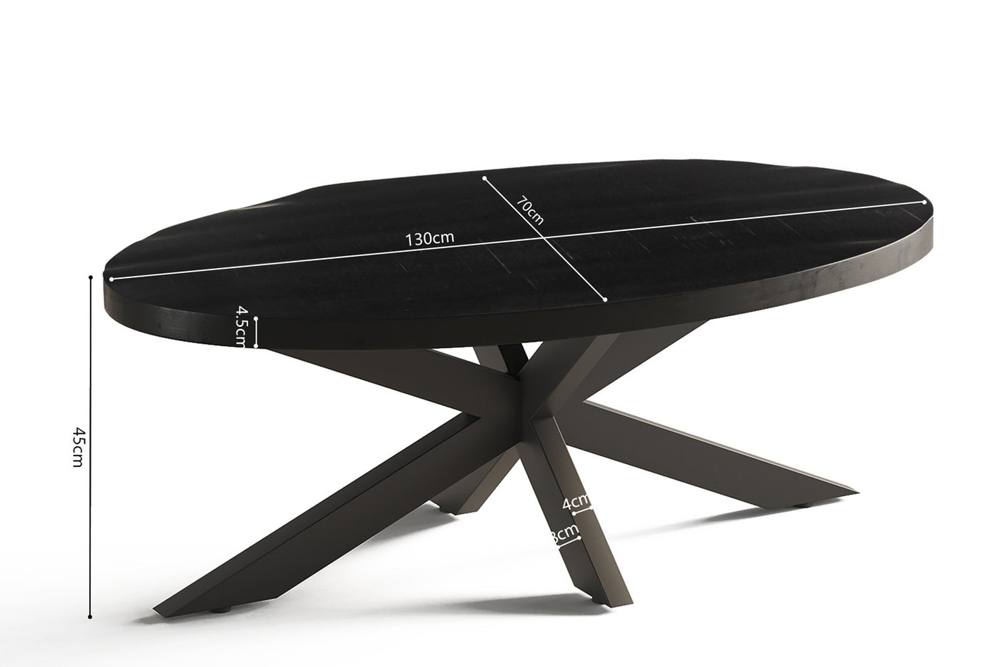 Salontafel 'Madeira' – 130 cm – Ovaal – Mango Hout Zwart
