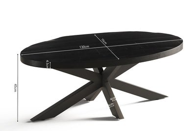 Salontafel 'Madeira' – 130 cm – Ovaal – Mango Hout Zwart