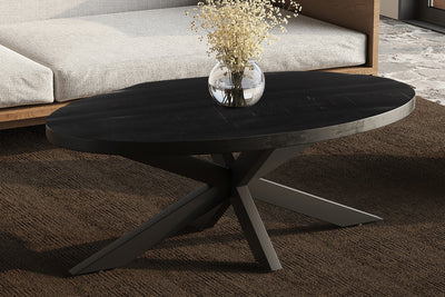 Salontafel 'Madeira' – 130 cm – Ovaal – Mango Hout Zwart