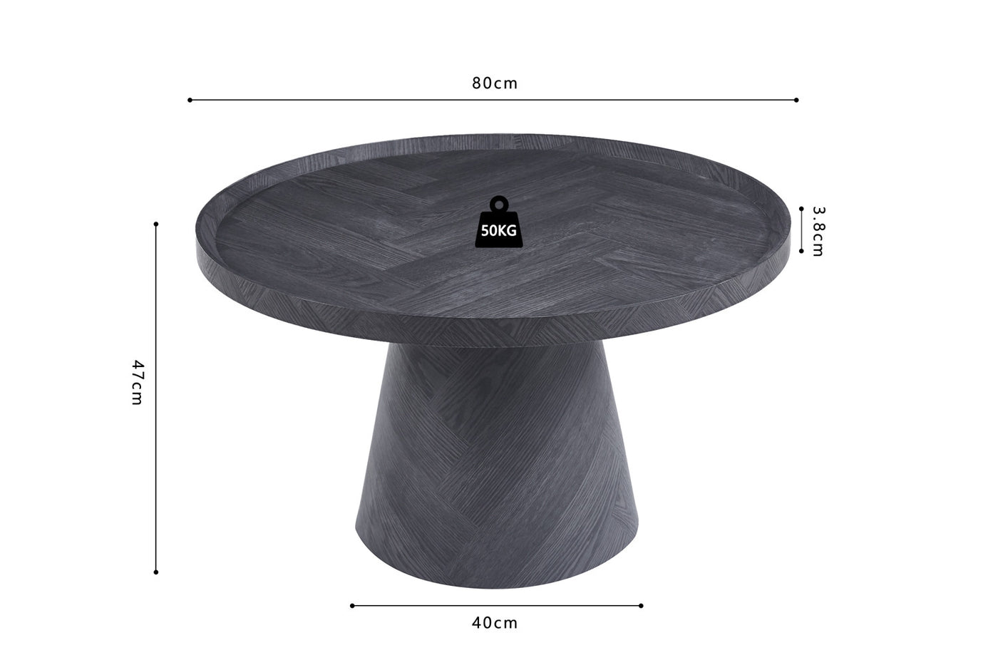 Salontafel 'Manus' – Ø 80 cm – Donkergrijs Decor