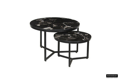 Salontafel 'Ravenna' – Set van 2 – Steen Marmerlook Zwart