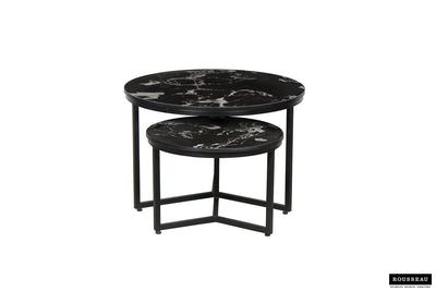 Salontafel 'Ravenna' – Set van 2 – Steen Marmerlook Zwart