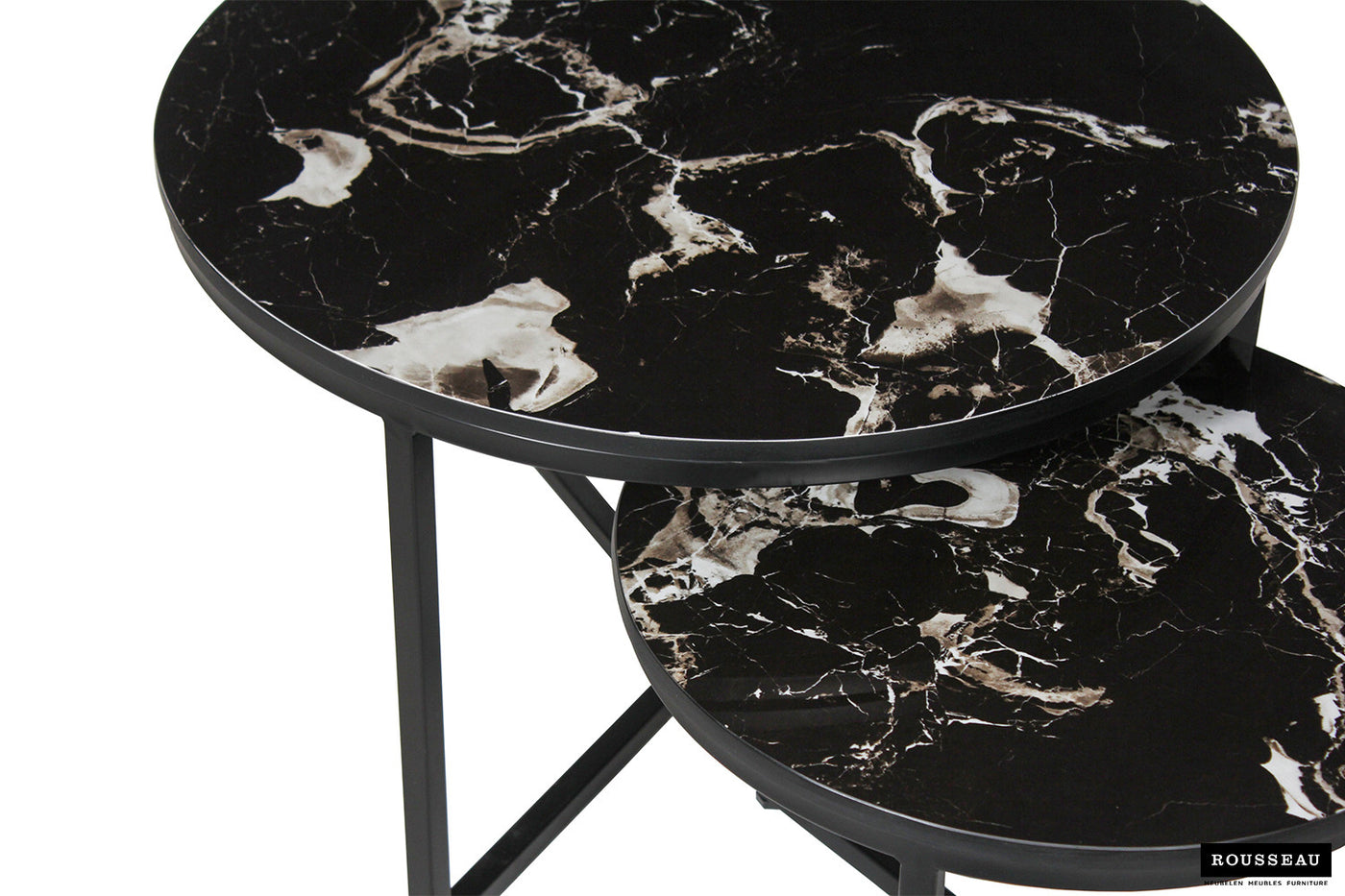 Salontafel 'Ravenna' – Set van 2 – Steen Marmerlook Zwart