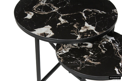 Salontafel 'Ravenna' – Set van 2 – Steen Marmerlook Zwart