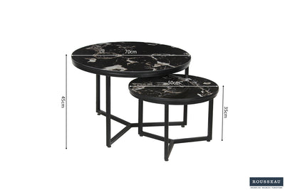 Salontafel 'Ravenna' – Set van 2 – Steen Marmerlook Zwart