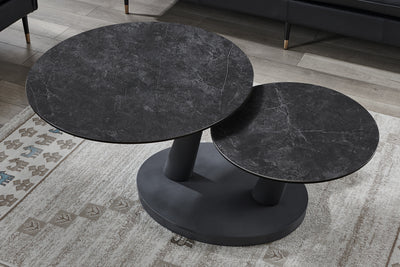 Salontafel 'Sapporo' – Rond & Draaibaar – Steen Donkergrijs