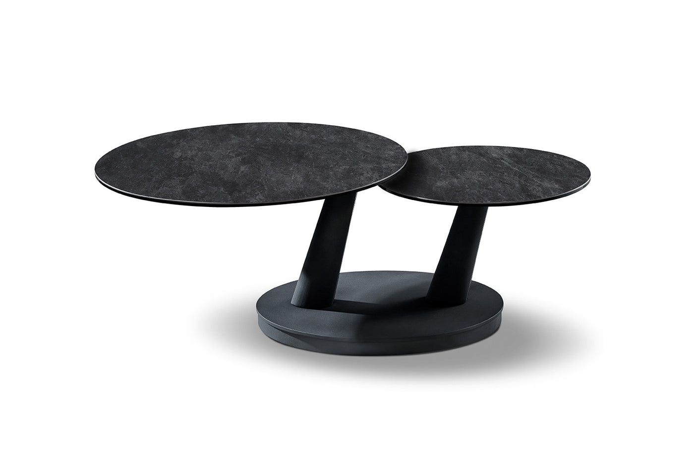 Salontafel 'Sapporo' – Rond & Draaibaar – Steen Donkergrijs