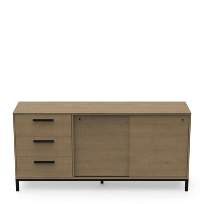 Dressoir ‘Craft I’ – 181 cm – Hamilton Oak & Zwart – Industriële Look met Schuifdeuren