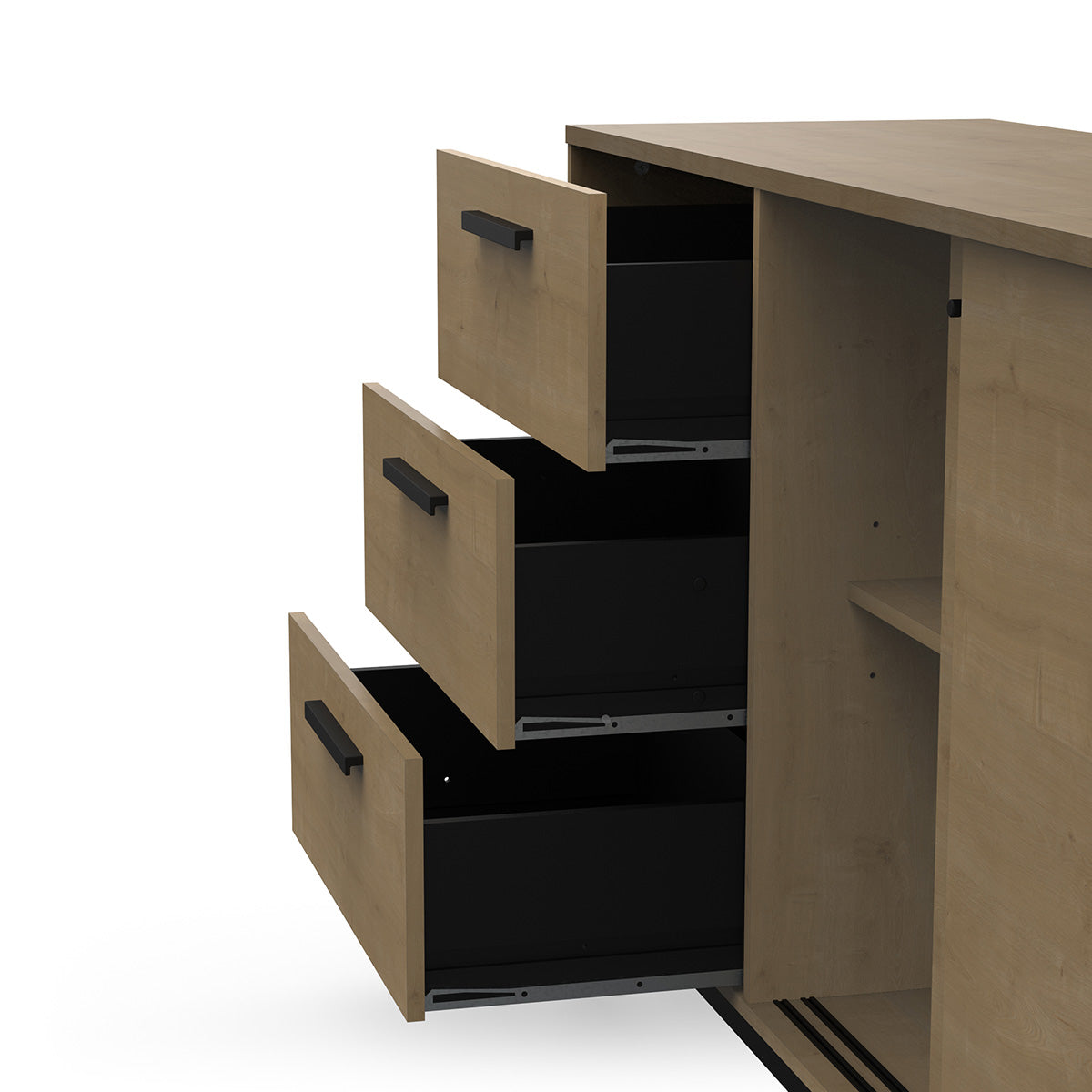 Dressoir ‘Craft I’ – 181 cm – Hamilton Oak & Zwart – Industriële Look met Schuifdeuren