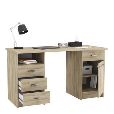 Bureau - desk - bruin - 4 schuiven - hout - eik - beuk
