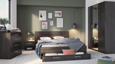 Complete slaapkamer Richmond met bed , 2 nachtkastjes , commode en een kledingkast in kleur  CHENE WATERFORD